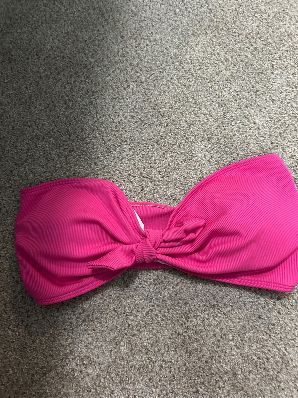SHEIN Hot Pink Twist Front Bandeau Bikini Top